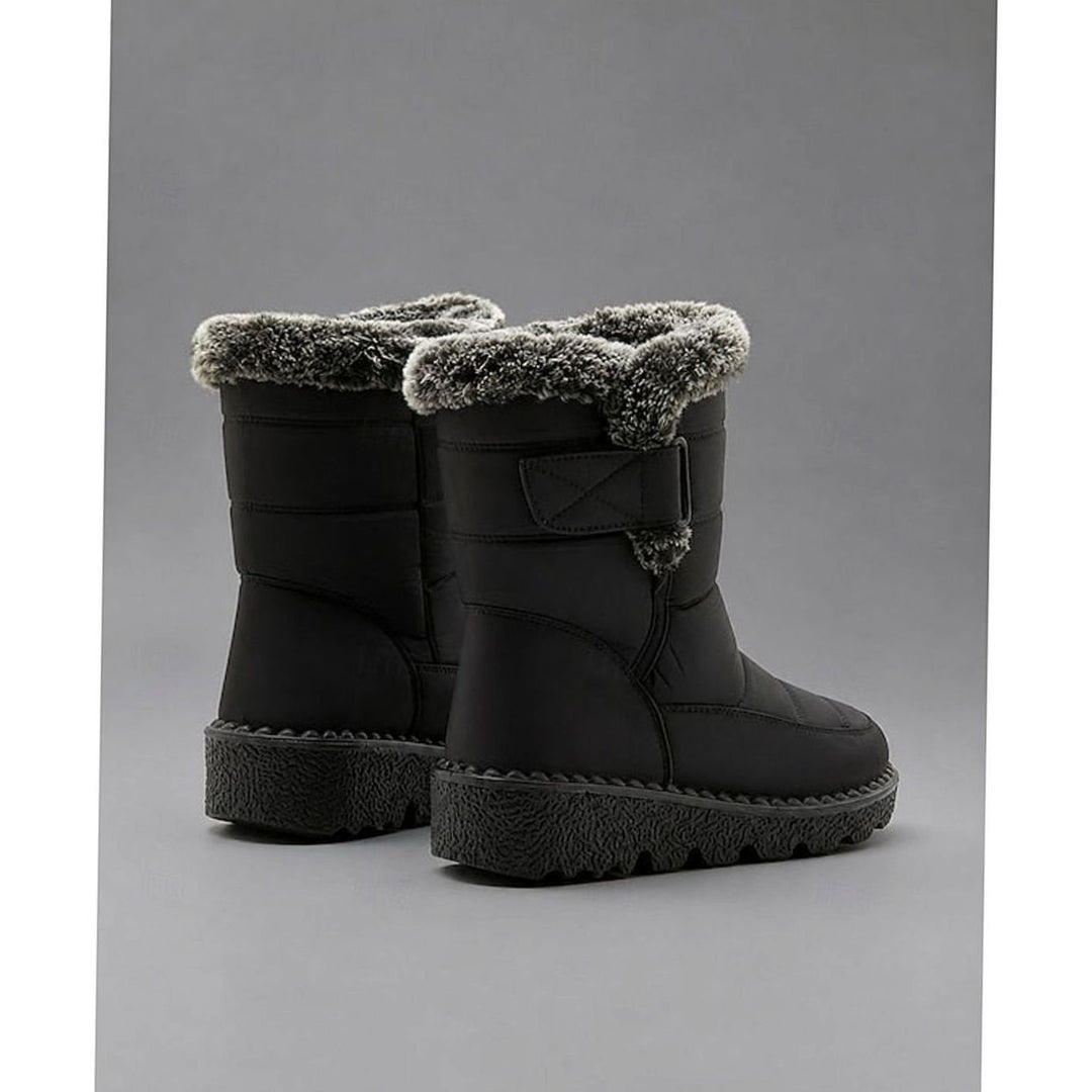 Women's Fur-Trimmed Quilted Snow Boots Grip Sole