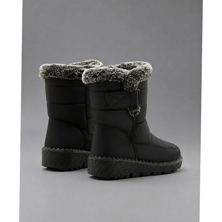 Women's Fur-Trimmed Quilted Snow Boots Grip Sole