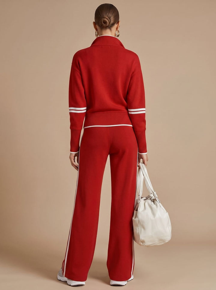 Women's Half-Zip Wide Leg Pants Set Two Piece Lounge Outfit