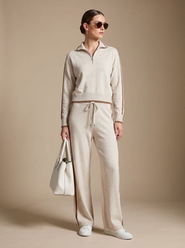 Women's Half-Zip Wide Leg Pants Set Two Piece Lounge Outfit