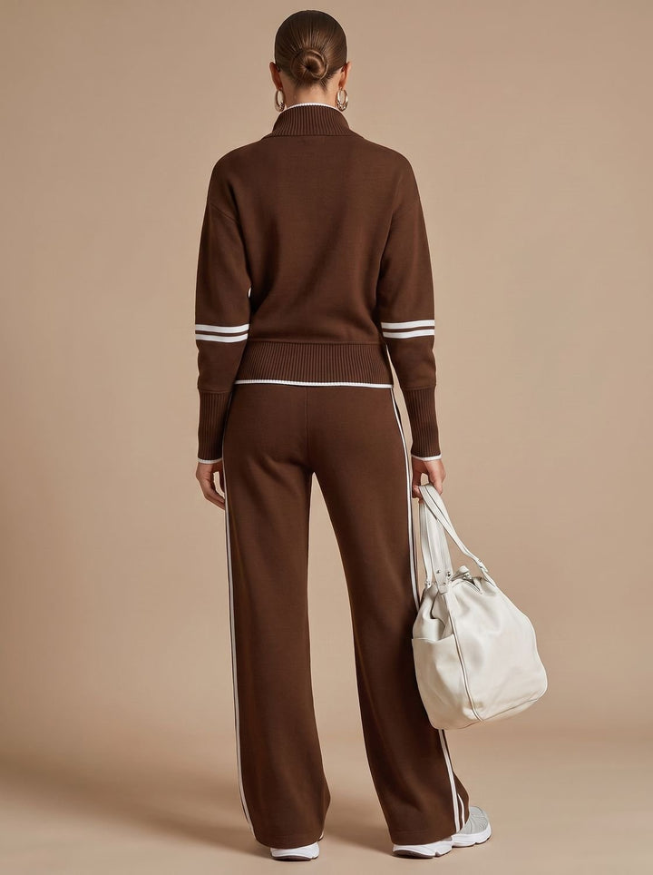 Women's Half-Zip Wide Leg Pants Set Two Piece Lounge Outfit