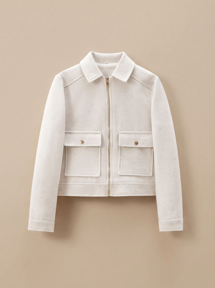 Women's High Neck Wool Blend Stand Collar Button-Front Short Coat