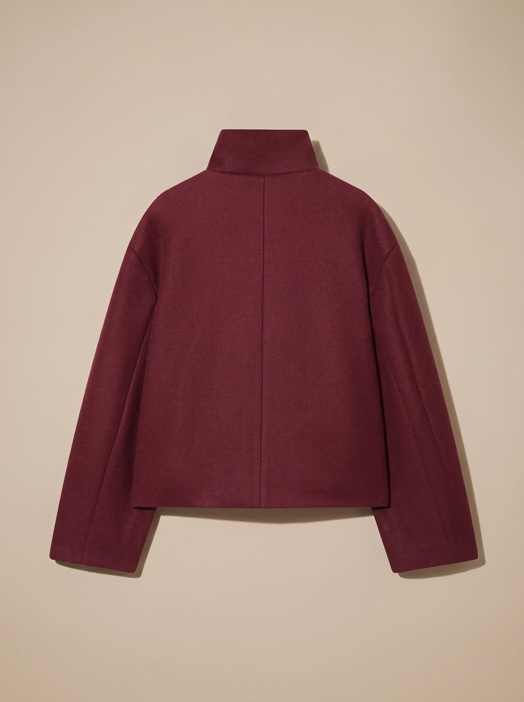 Women's High Neck Wool Blend Stand Collar Button-Front Short Coat