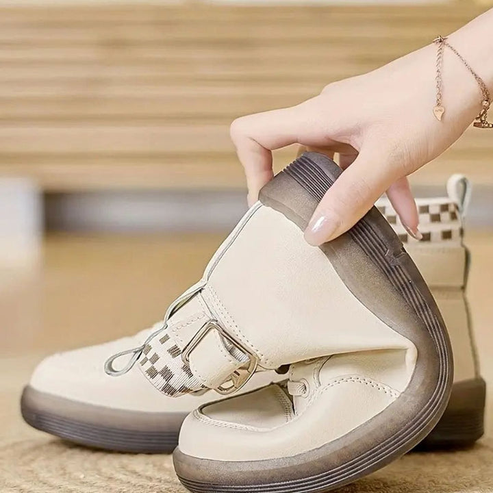 Women's High-Top Lace-Up Buckle Strap Ankle Sneaker Boots