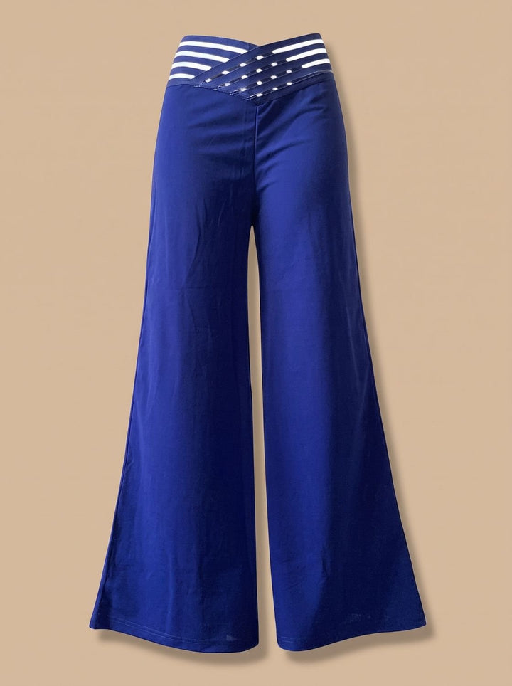Women's High-Waist Crossover-Waistband Wide-Leg Pants