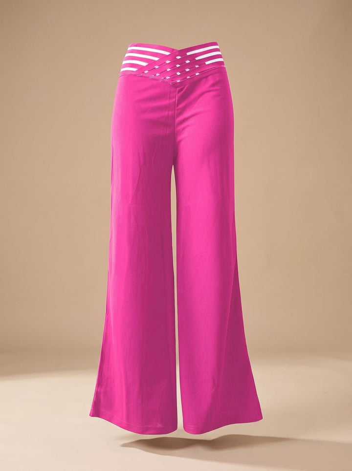 Women's High-Waist Crossover-Waistband Wide-Leg Pants