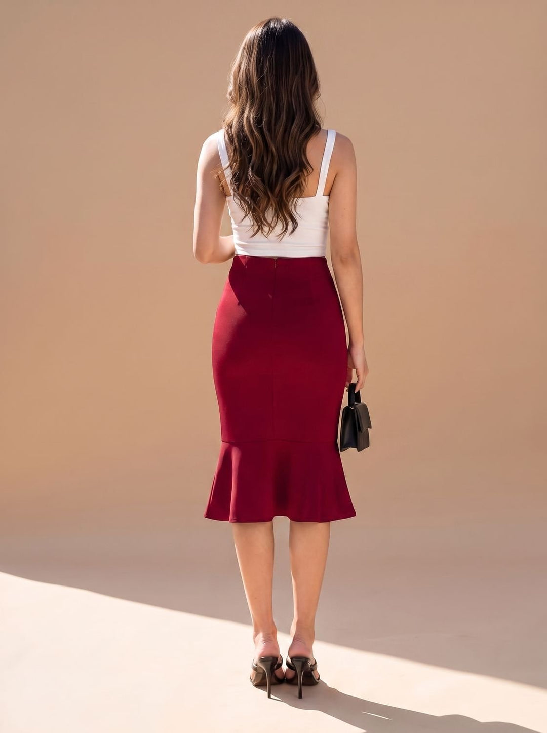 Women's High-Waist Fishtail Midi Pencil Skirt