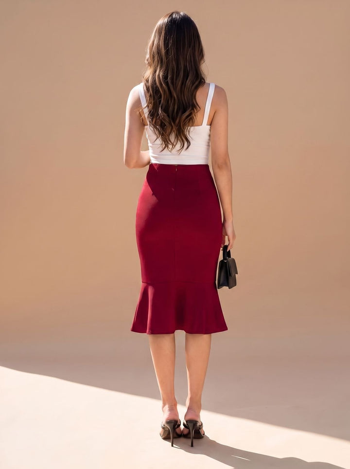 Women's High-Waist Fishtail Midi Pencil Skirt