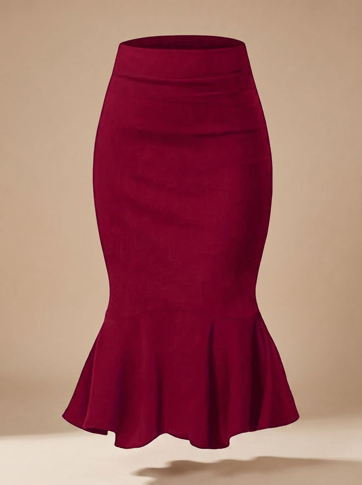 Women's High-Waist Fishtail Midi Pencil Skirt