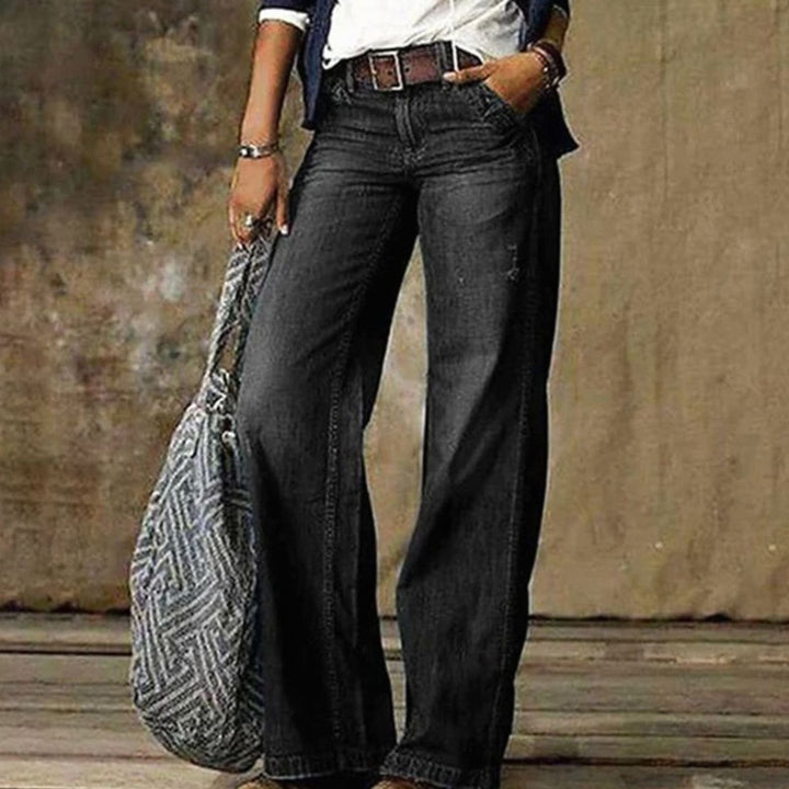 Women's High-Waist Relaxed Fit Wide-Leg Jeans - Grey