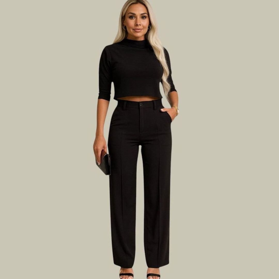 Women's High-Waist Wide-Leg Cropped Top Loungewear Sets