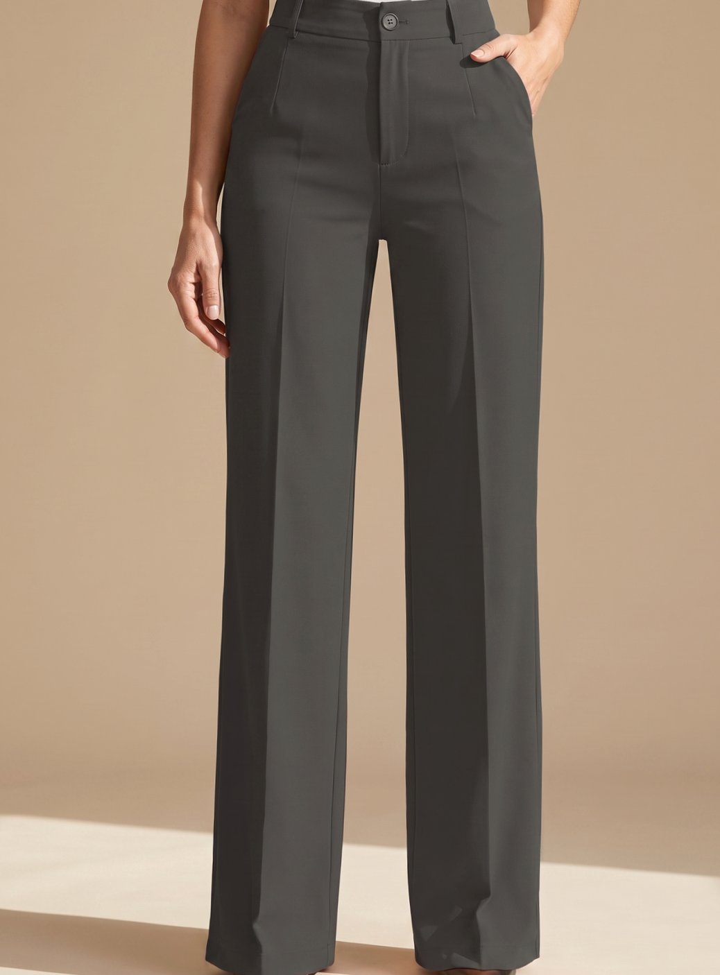 Women's High-Waist Wide-Leg Pleated Dress Pants - Dark Gray