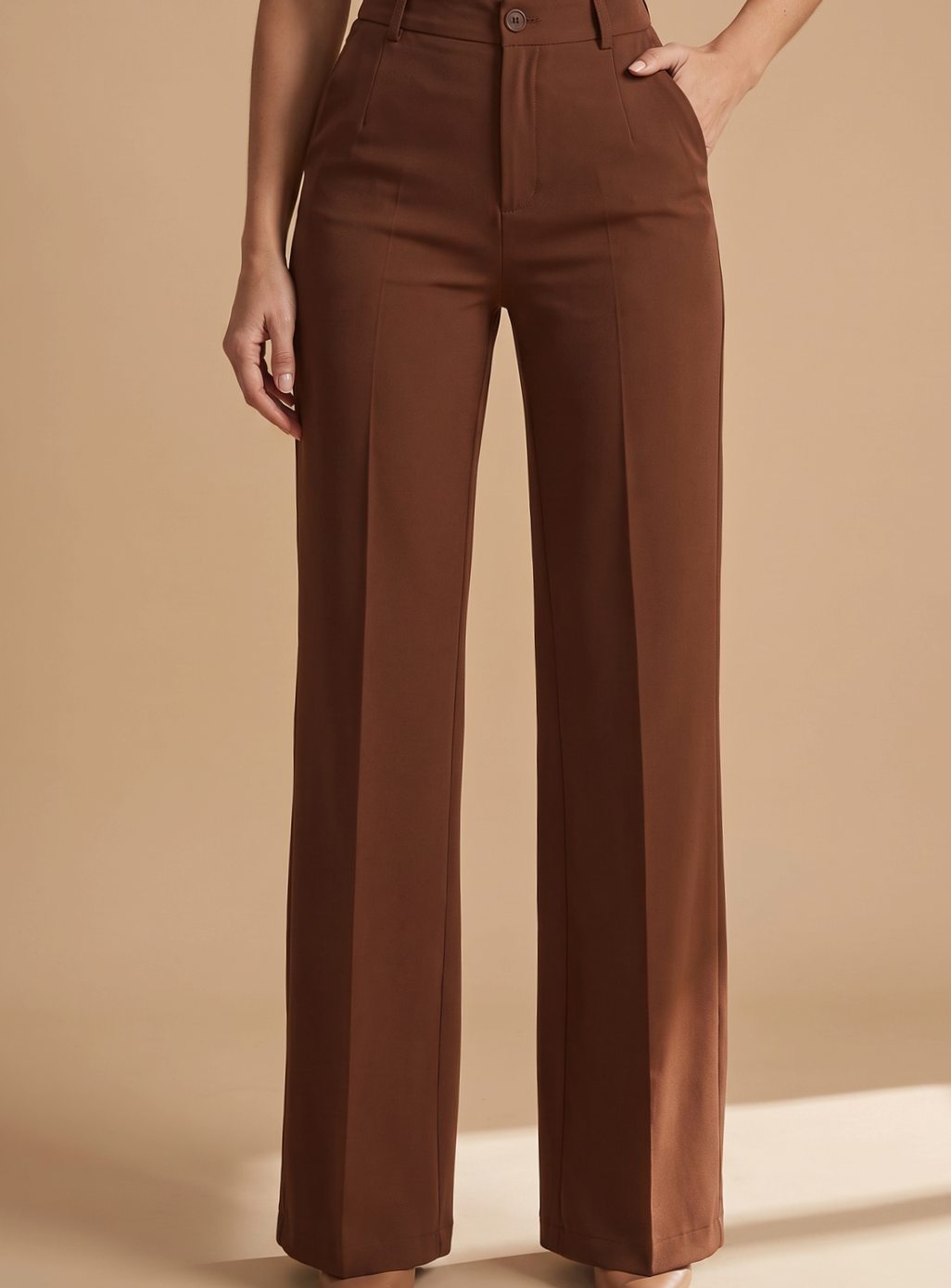 Women's High-Waist Wide-Leg Pleated Dress Pants - Brown
