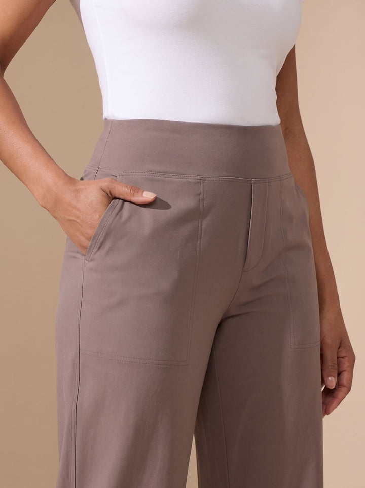 Women's High-Waist Wide-Leg Stretch Pants Pockets