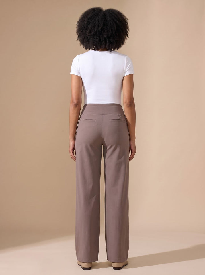 Women's High-Waist Wide-Leg Stretch Pants Pockets