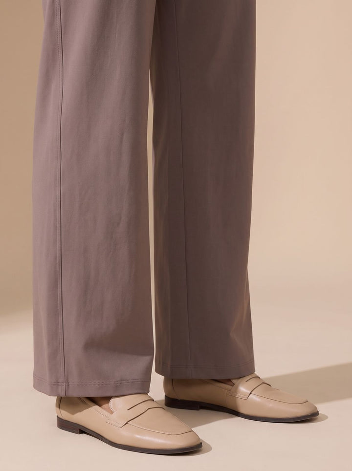 Women's High-Waist Wide-Leg Stretch Pants Pockets