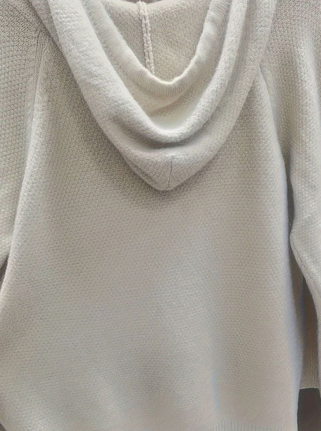Women's Hooded Full-Zip Knit Cardigan Relaxed Fit Sweater