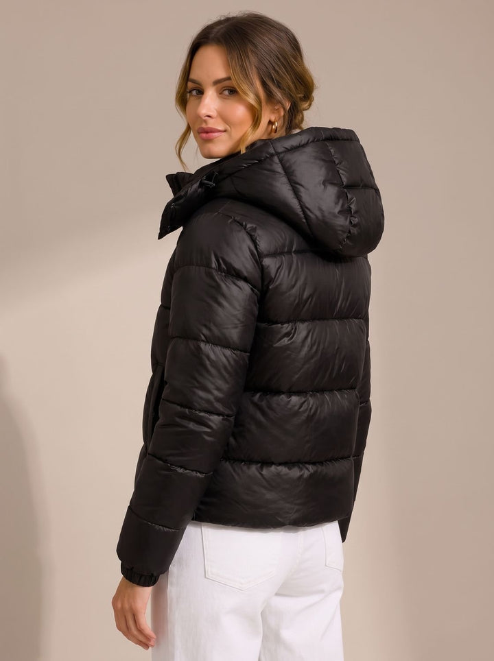 Women's Hooded Glossy Quilted Puffer Jacket