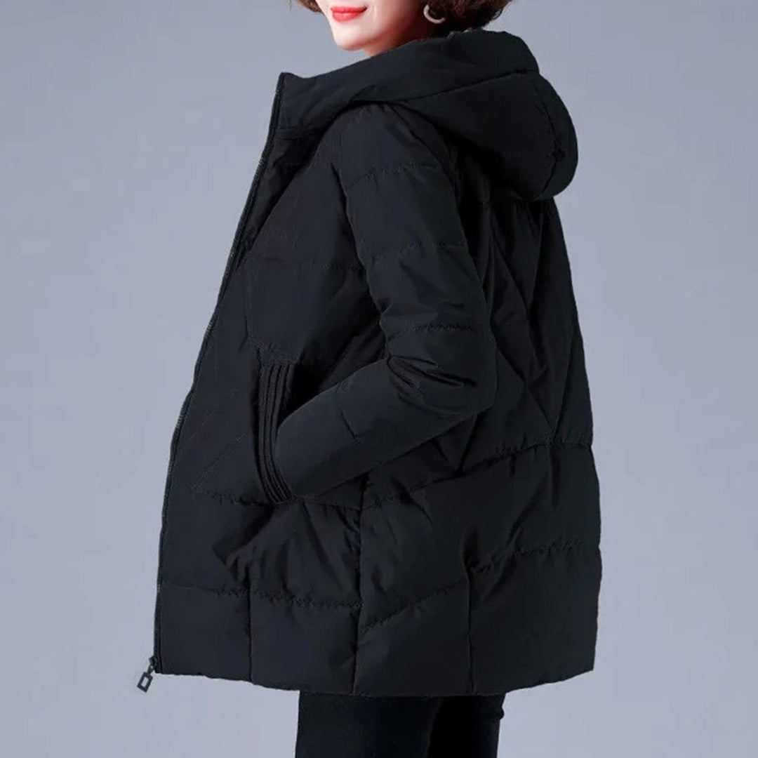Women's Hooded Padded Winter Jacket Zip-Up Puffer Coat