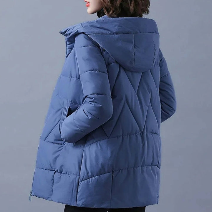 Women's Hooded Padded Winter Jacket Zip-Up Puffer Coat - Blue