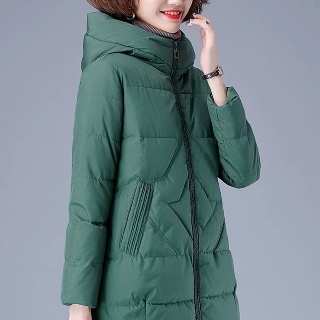 Women's Hooded Padded Winter Jacket Zip-Up Puffer Coat