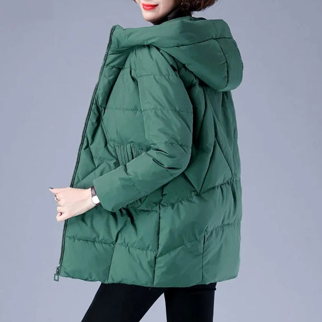 Women's Hooded Padded Winter Jacket Zip-Up Puffer Coat
