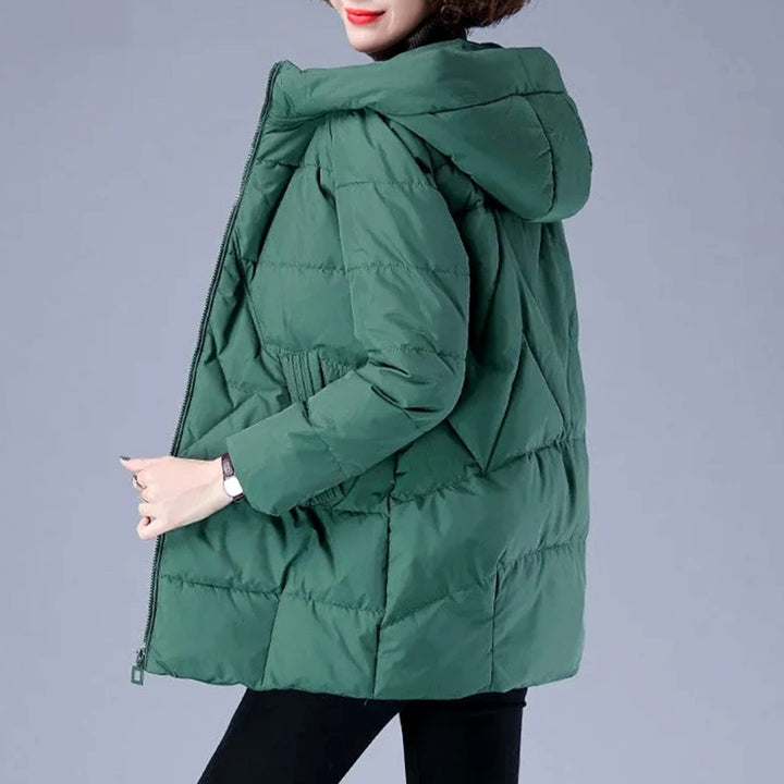Women's Hooded Padded Winter Jacket Zip-Up Puffer Coat