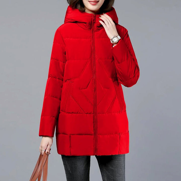 Women's Hooded Padded Winter Jacket Zip-Up Puffer Coat