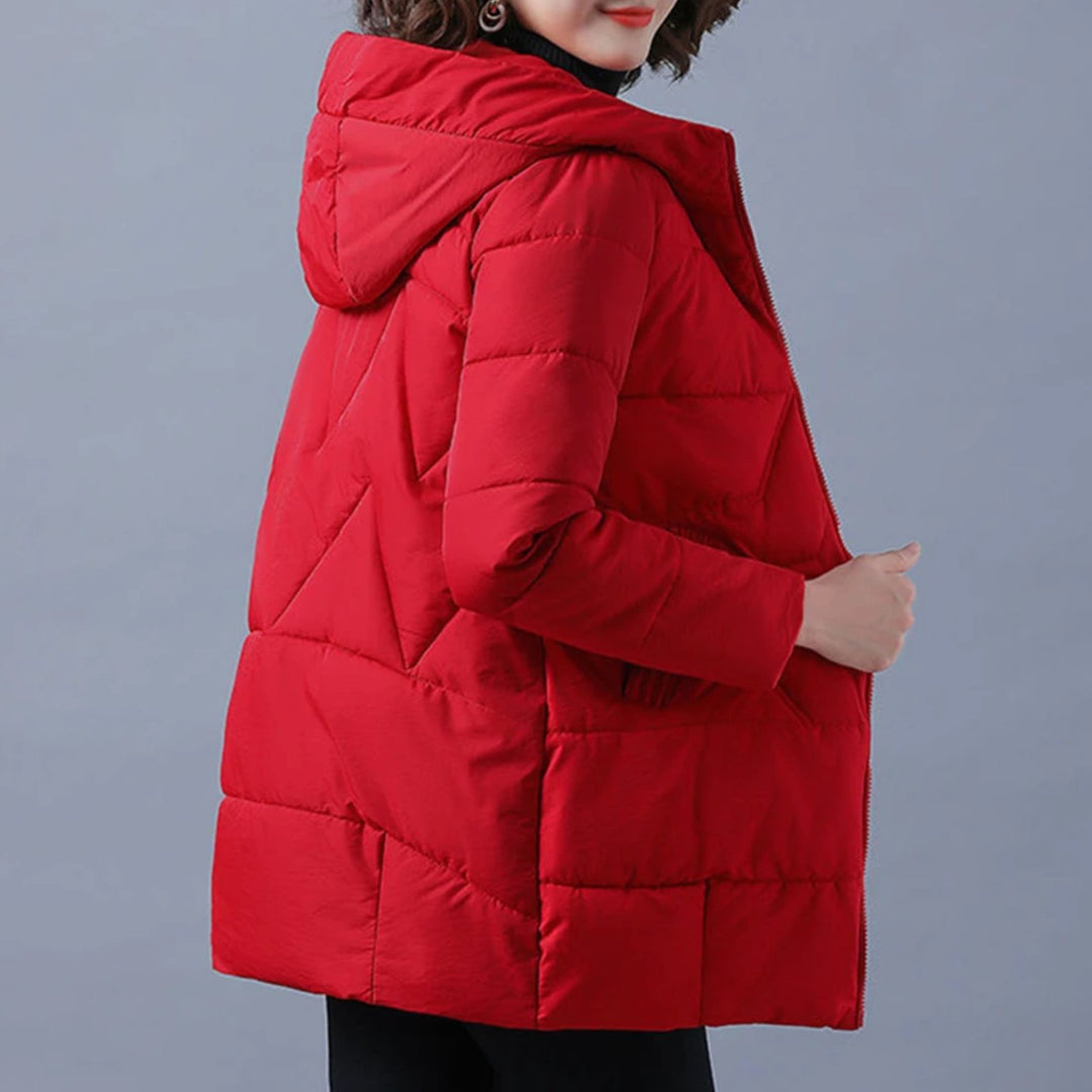 Women's Hooded Padded Winter Jacket Zip-Up Puffer Coat