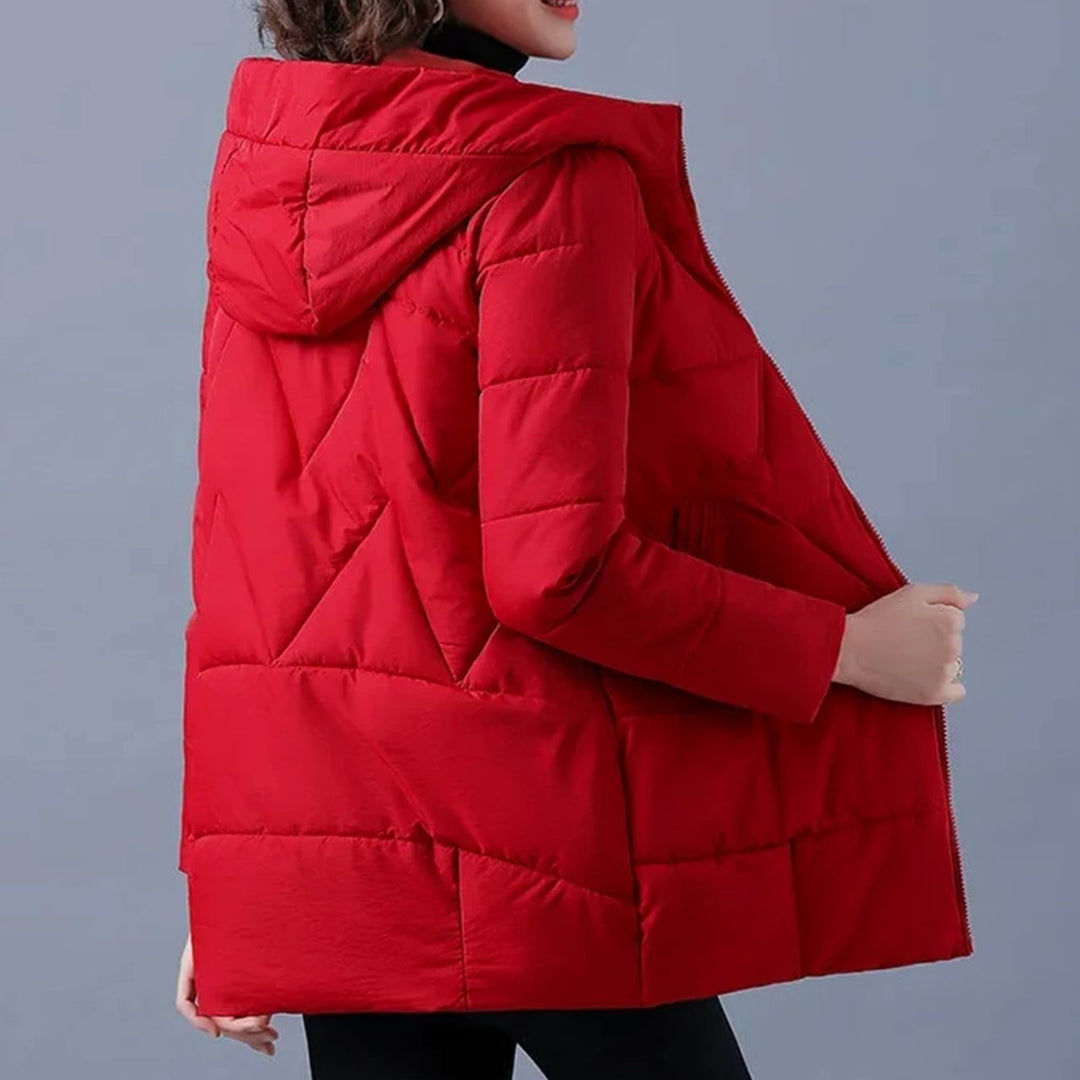 Women's Hooded Padded Winter Jacket Zip-Up Puffer Coat