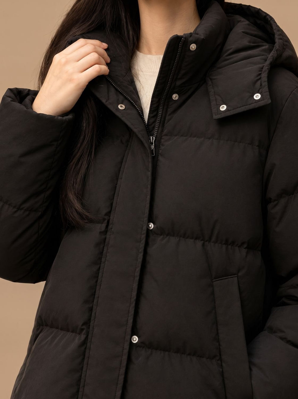 Women's Hooded Quilted Down-Fill Puffer Jacket Loose Fit