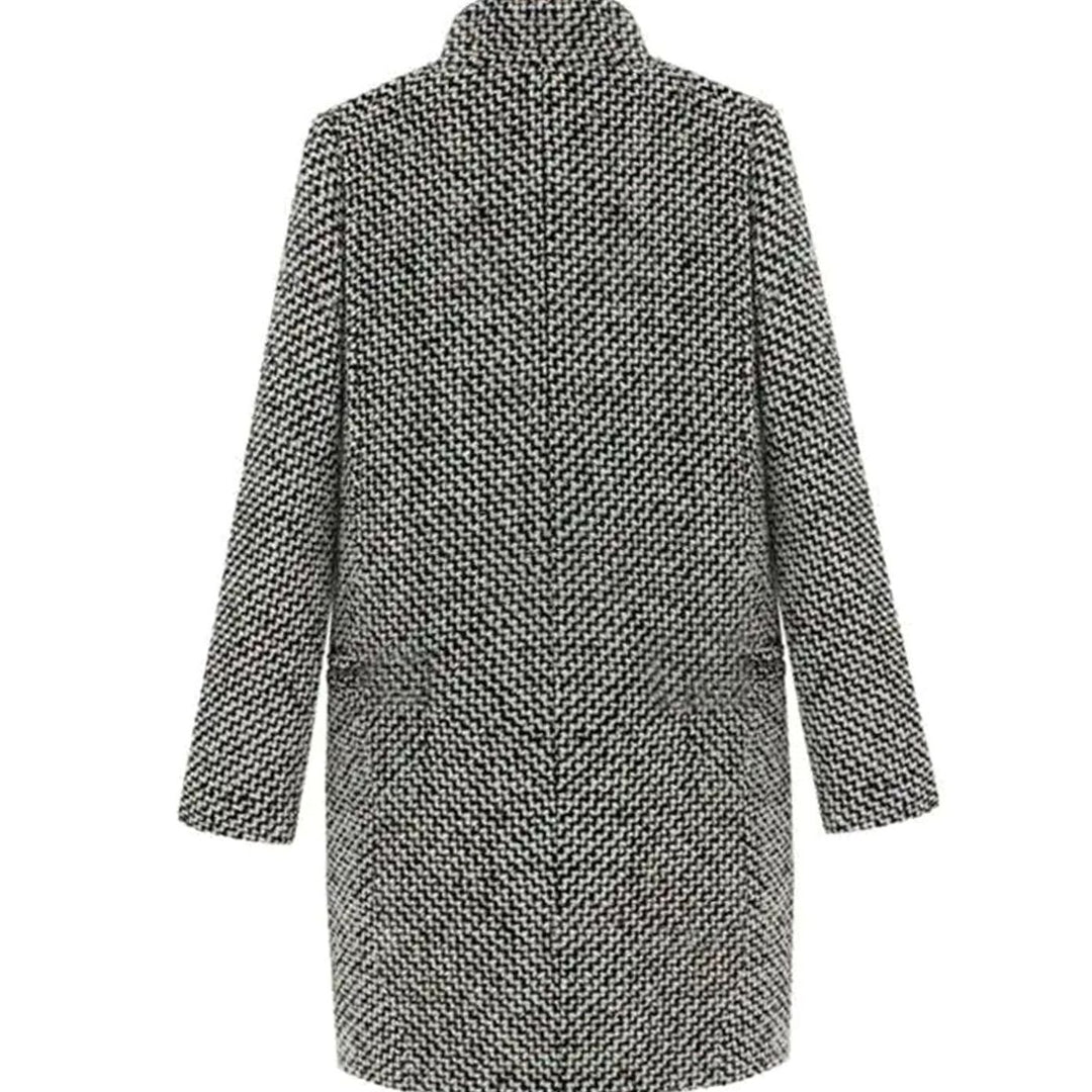 Women's Houndstooth Tailored Longline Long Coat