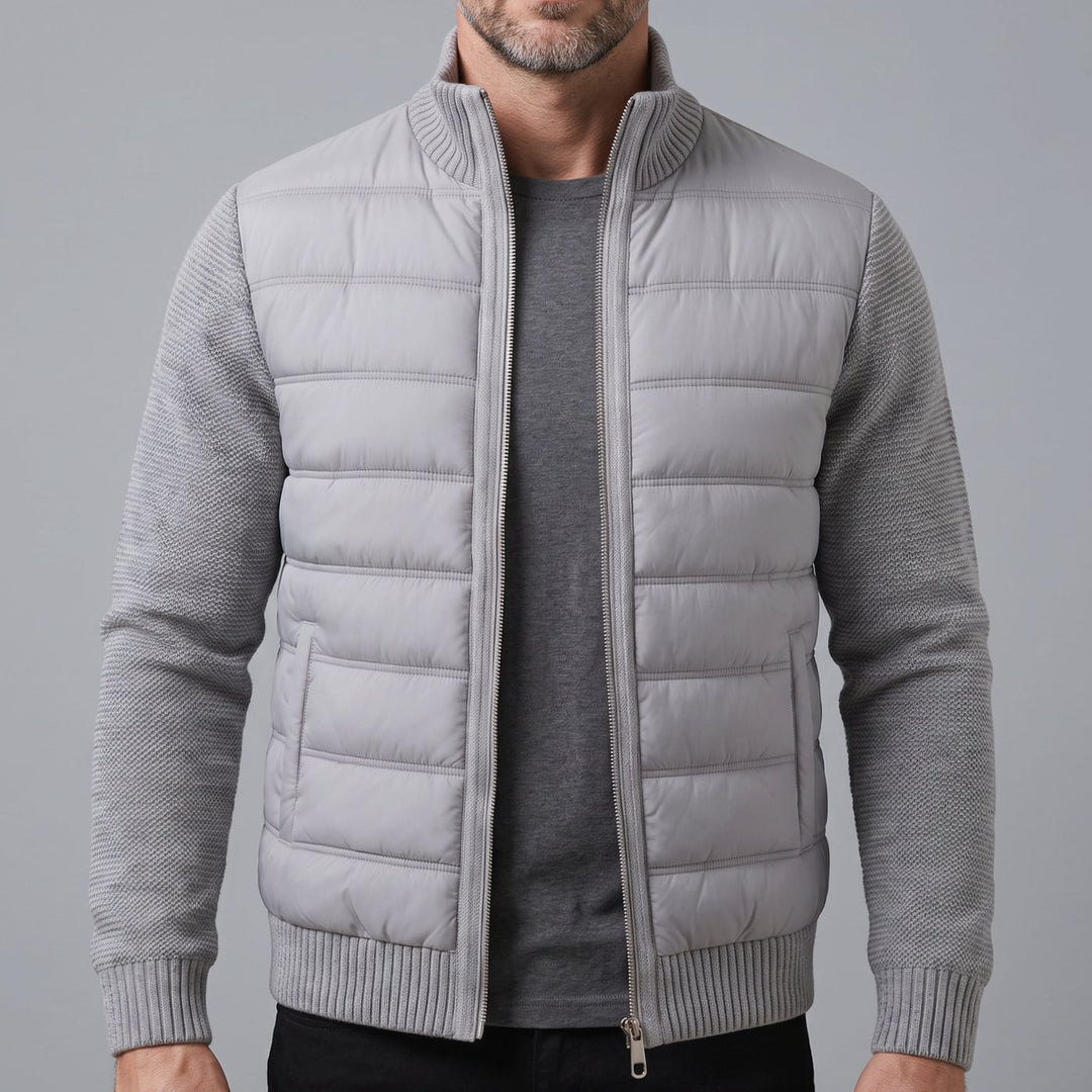 Women's Hybrid Knit-Sleeve Full-Zip Quilted Jacket