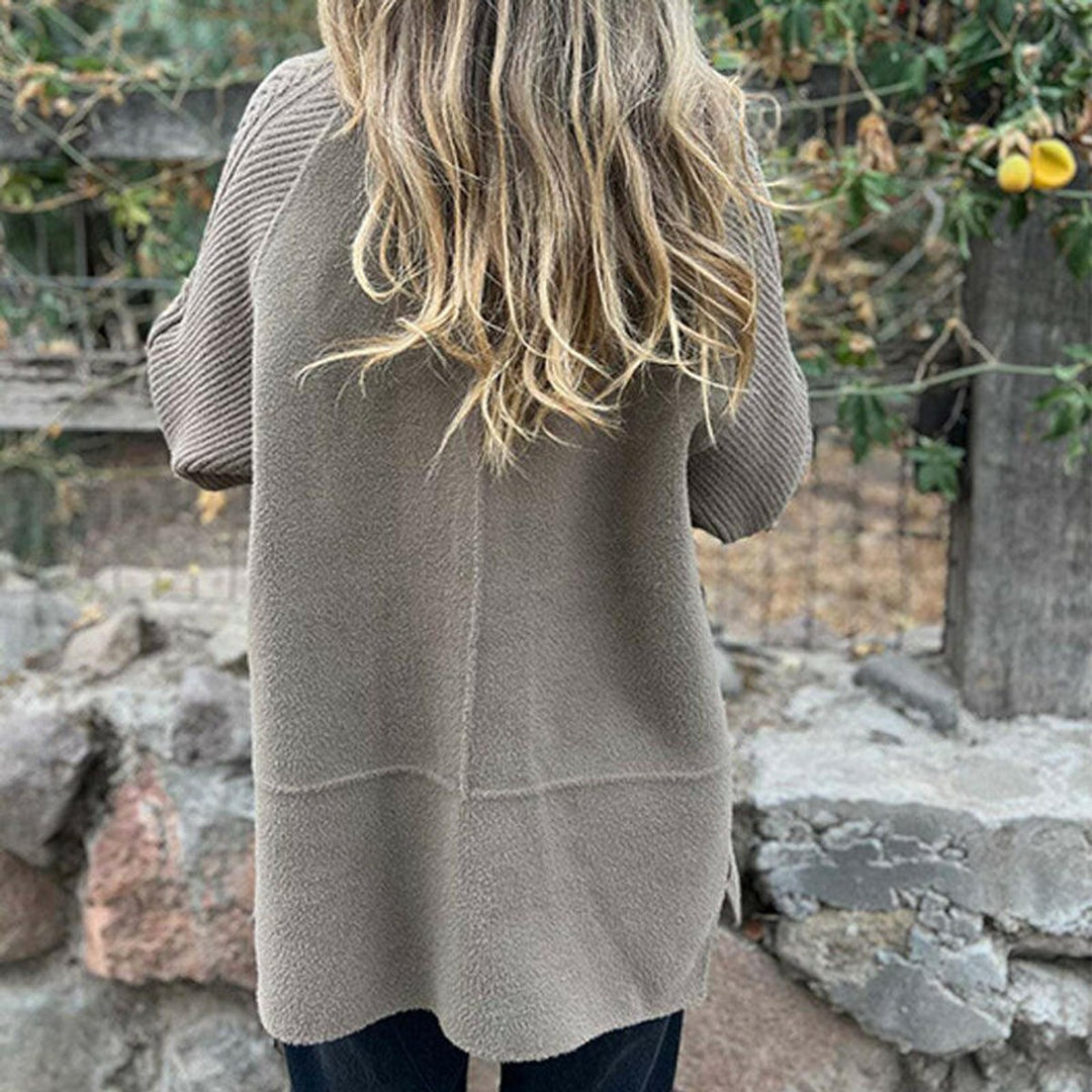 Women's Jacket Double-Breasted Cable-Knit Sleeve Coat