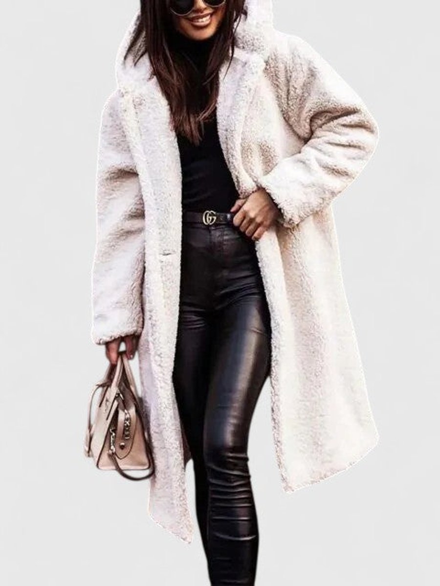 Women's Jacket Oversized Long Teddy Fleece Winter Coat - White