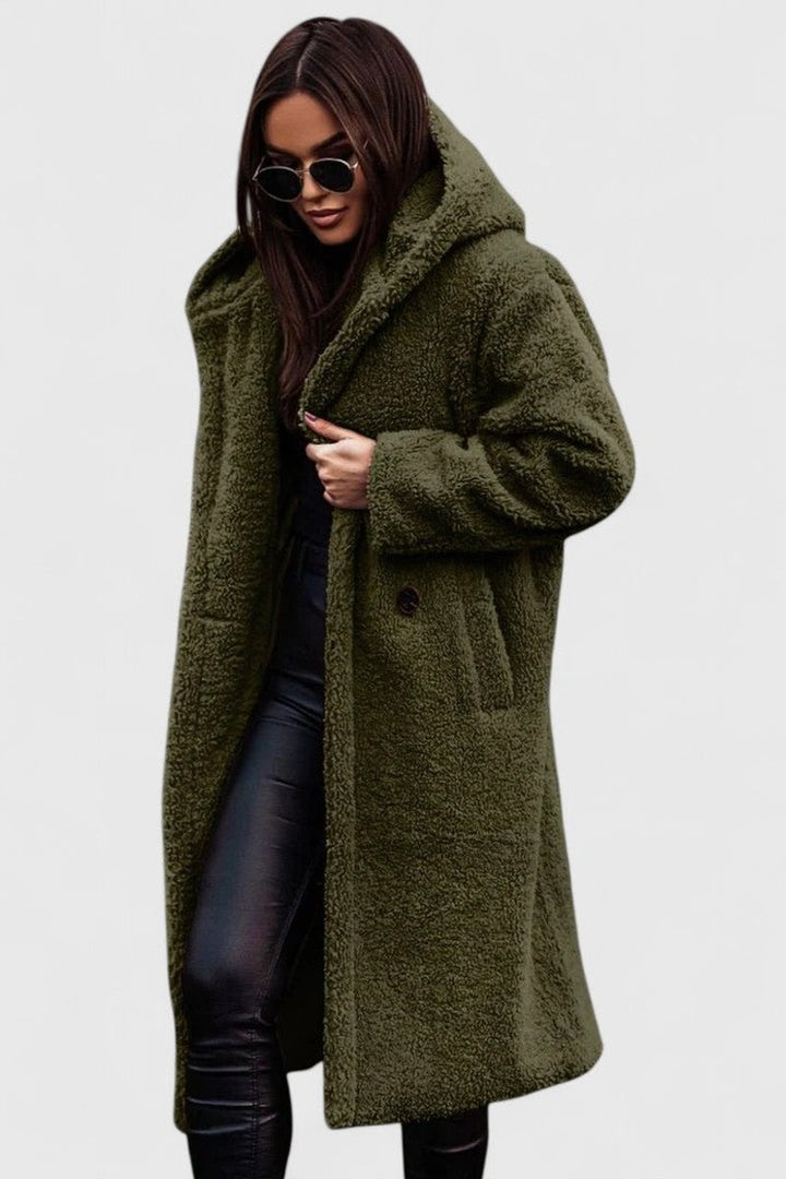 Women's Jacket Oversized Long Teddy Fleece Winter Coat - Green