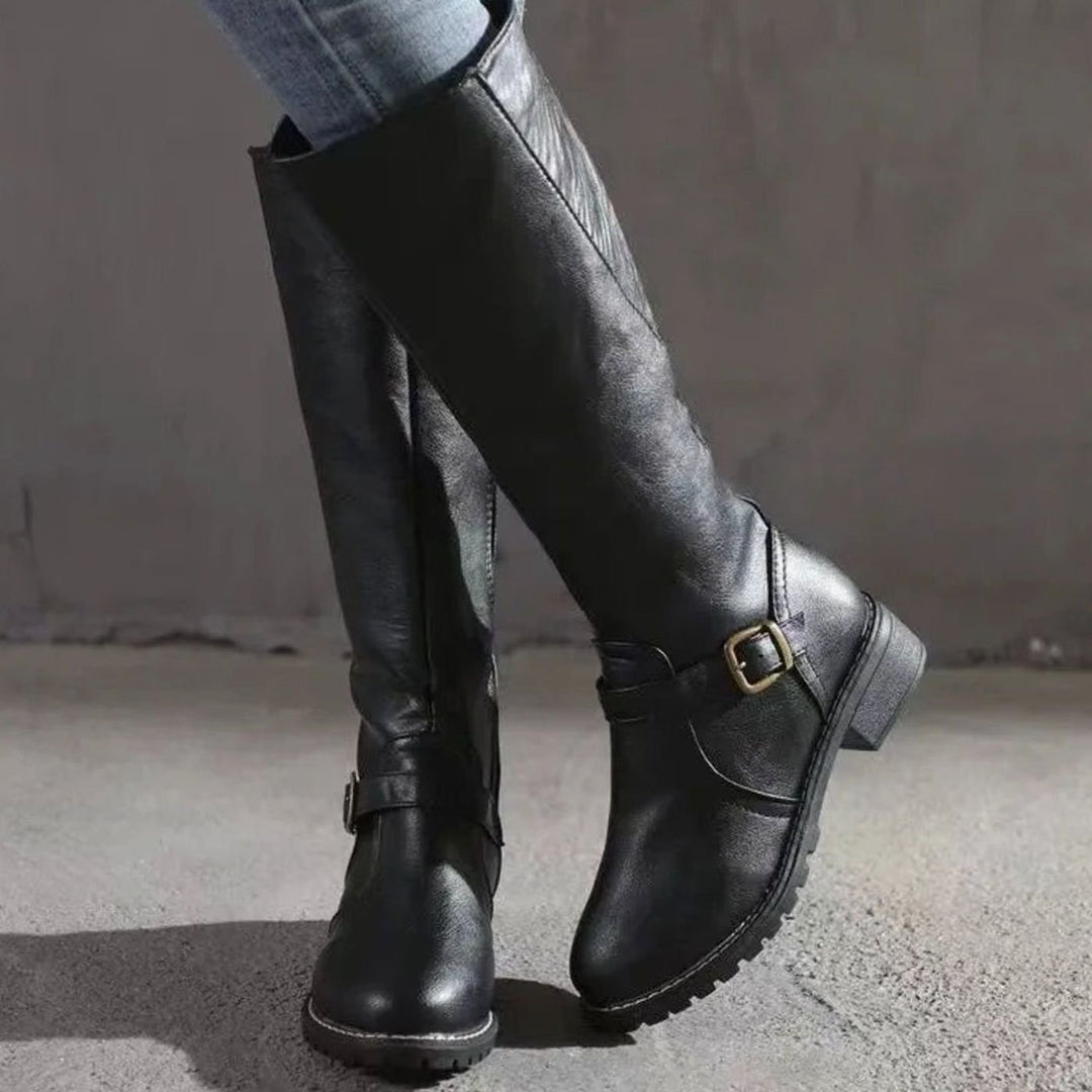 Women's Knee-High Buckle-Strap Orthopedic Leather Boots