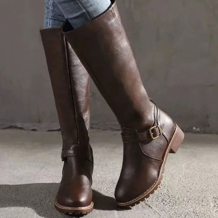 Women's Knee-High Buckle-Strap Orthopedic Leather Boots