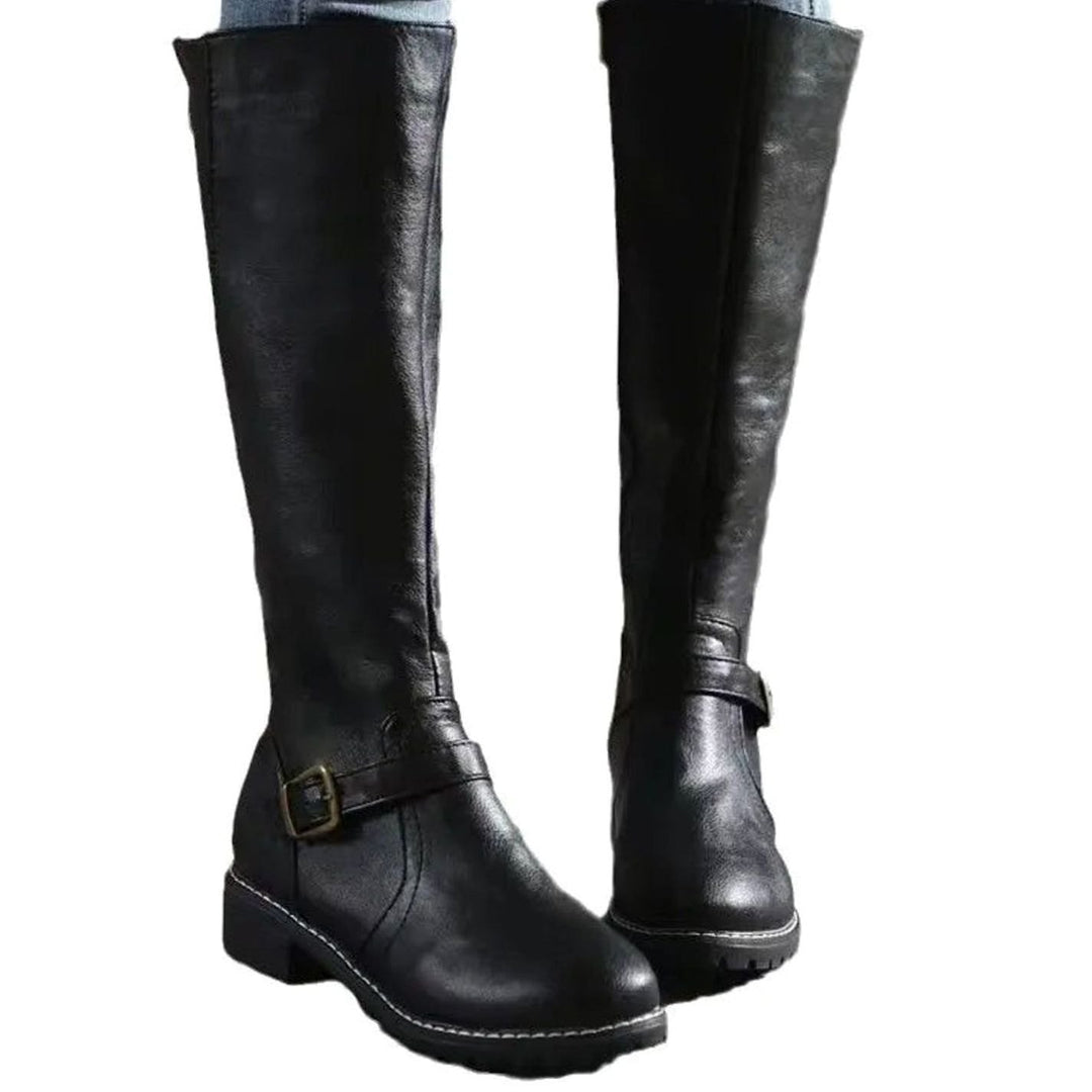 Women's Knee-High Buckle-Strap Orthopedic Leather Boots