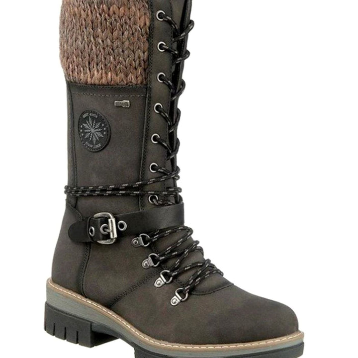 Women's Knit-Cuff Lace-Up Mid-Calf Winter Boots - Green