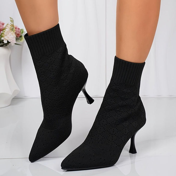 Women's Knit Sock-Style Pointed-Toe Stiletto Ankle Boots
