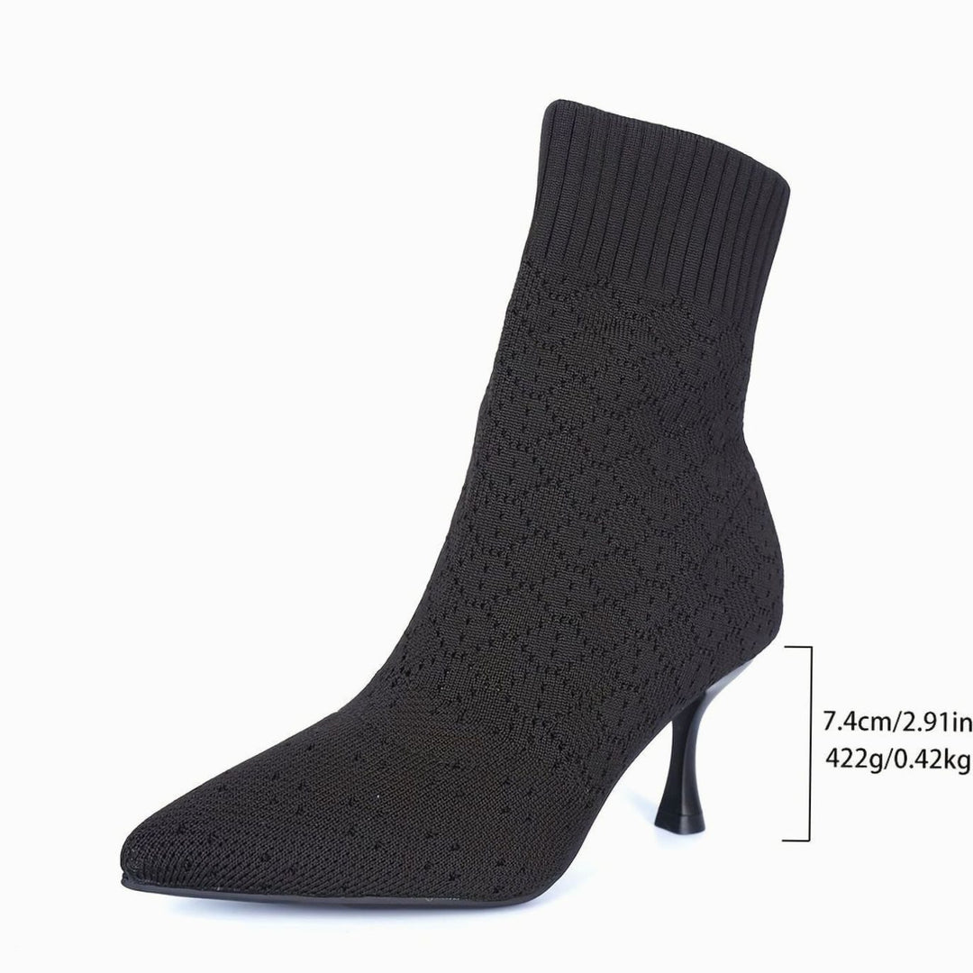 Women's Knit Sock-Style Pointed-Toe Stiletto Ankle Boots
