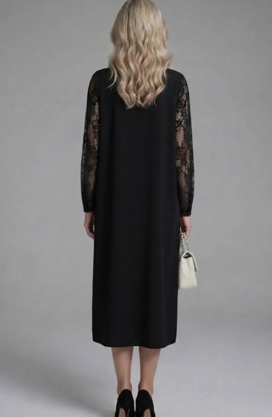 Women's Lace-Sleeve Peplum Fitted Midi Cocktail Dress