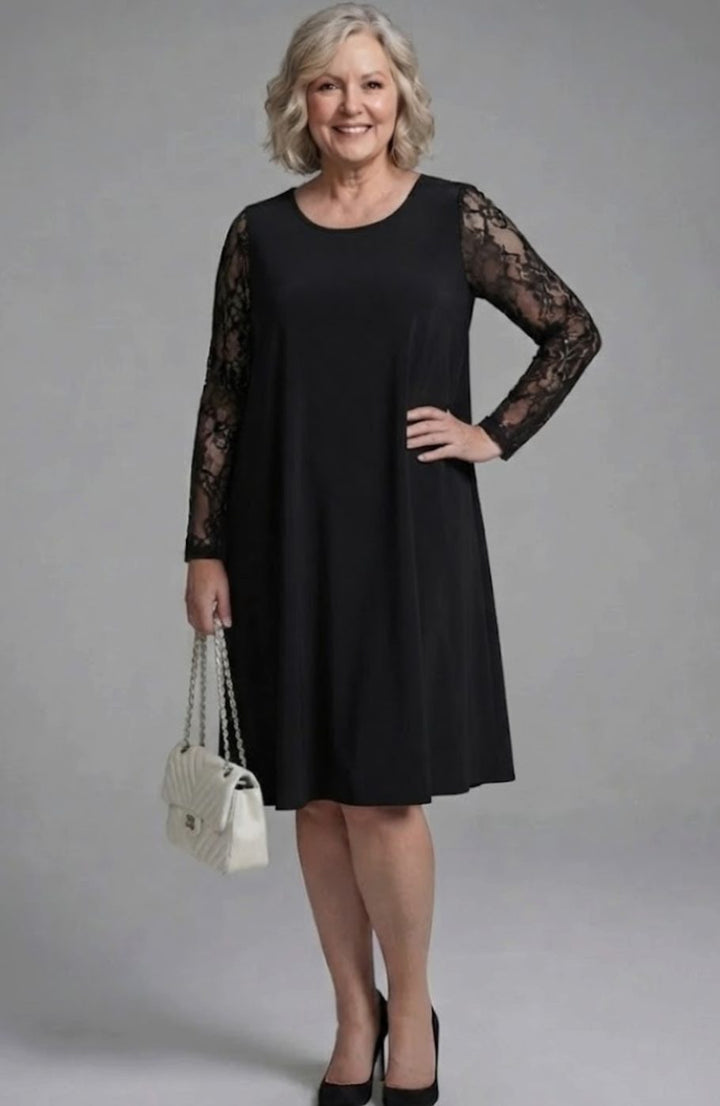 Women's Lace-Sleeve Peplum Fitted Midi Cocktail Dress
