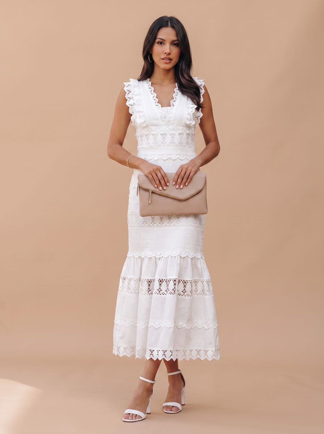 Women's Lace-Trim Sleeveless Cotton Maxi Dress