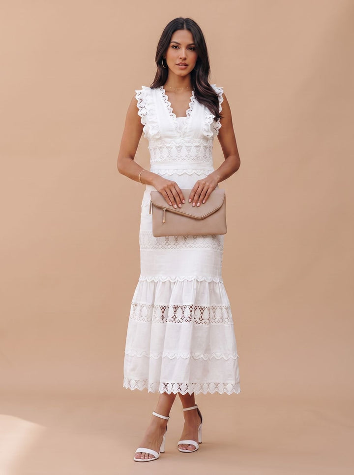 Women's Lace-Trim Sleeveless Cotton Maxi Dress