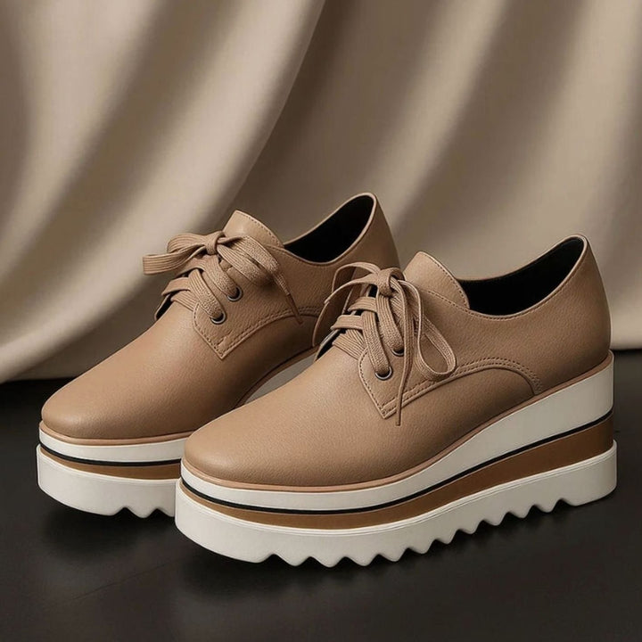 Women's Lace-Up Platform Oxford Sneakers Square Toe