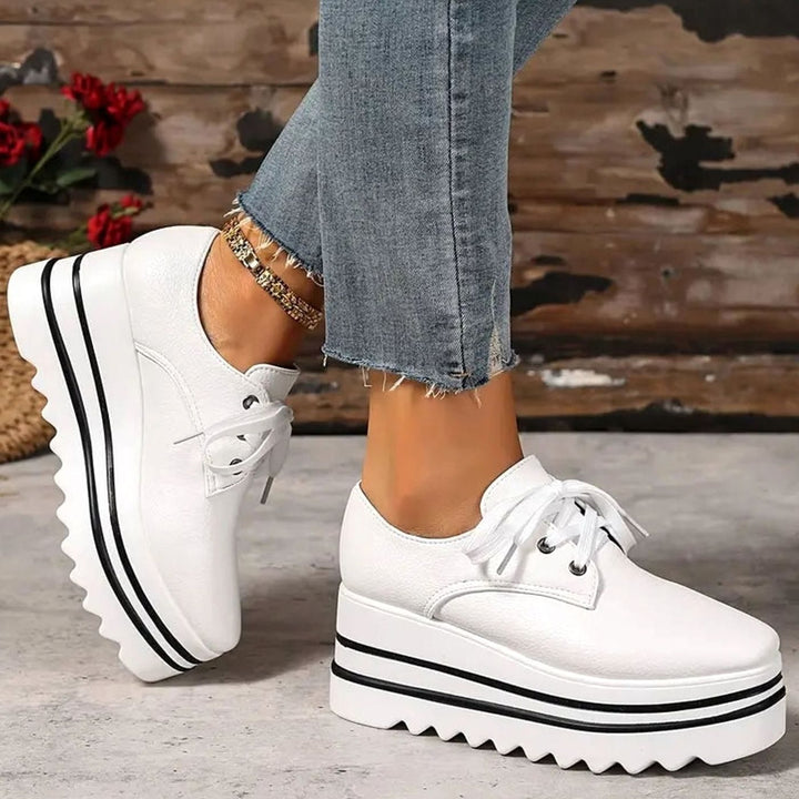 Women's Lace-Up Platform Oxford Sneakers Square Toe