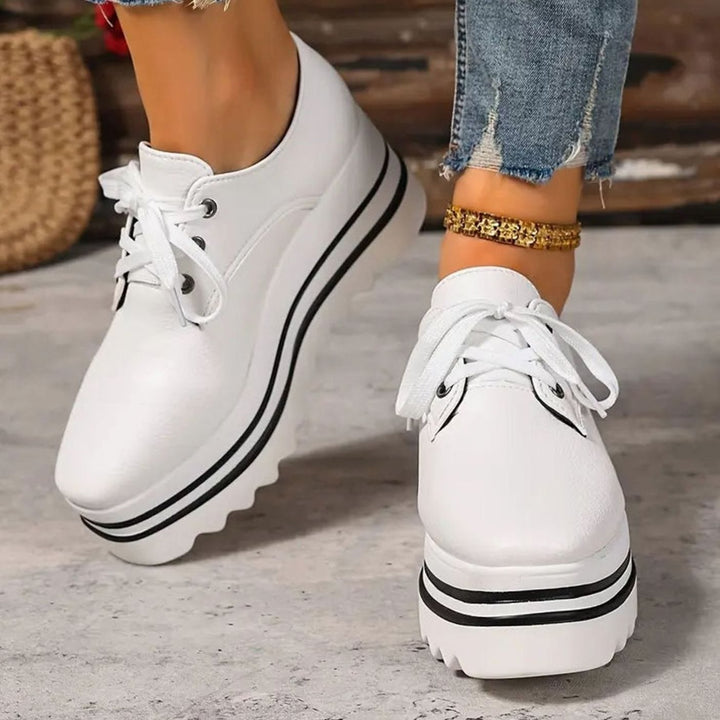 Women's Lace-Up Platform Oxford Sneakers Square Toe
