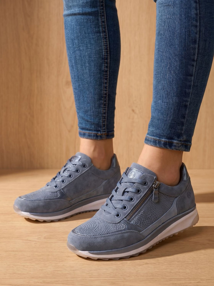 Women's Lace-Up Side-Zip Comfort Platform Sneakers - Blue